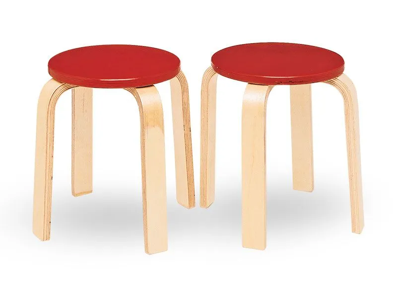 Molded wood stool set red Molded wood stool set red
